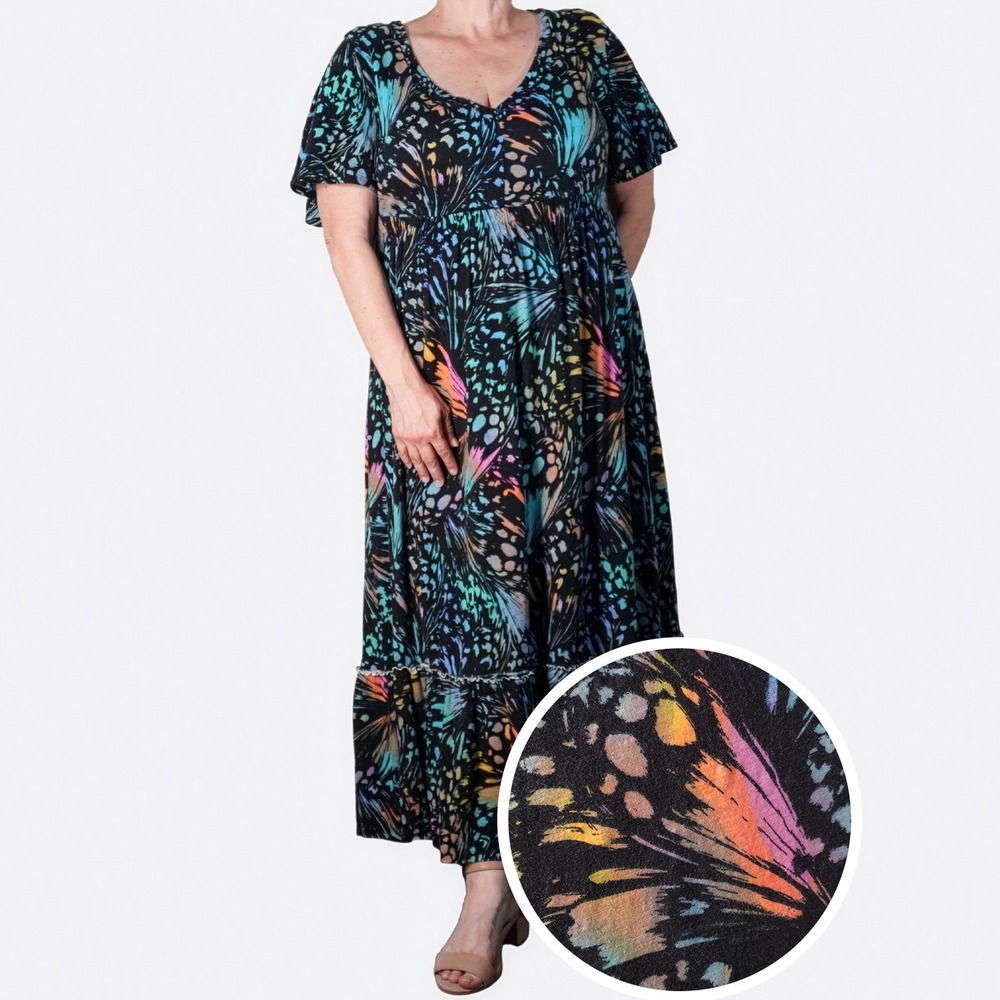Torrid 100% Cotton Butterfly Wing Print Maxi Dress XL 1X Boho Whimsigoth